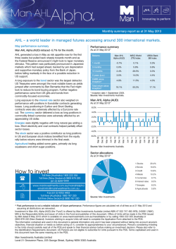 Man AHL Alpha (AUD) Monthly Performance Report May 2013