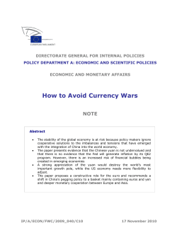 How to Avoid Currency Wars NOTE DIRECTORATE GENERAL FOR INTERNAL POLICIES