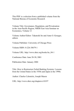This PDF is a selection from a published volume from... National Bureau of Economic Research Volume Title: Governance, Regulation, and Privatization