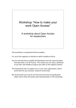 Workshop “How to make your work Open Access” for researchers