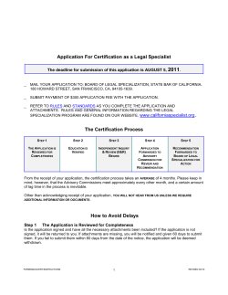 2011 Application For Certification as a Legal Specialist