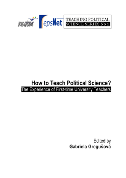 How to Teach Political Science? Edited by Gabriela Gregušová