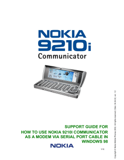 SUPPORT GUIDE FOR HOW TO USE NOKIA 9210I COMMUNICATOR WINDOWS 98
