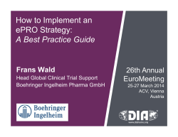 How to Implement an ePRO Strategy: A Best Practice Guide Frans Wald