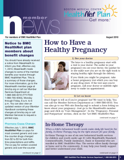 How to Have a Healthy Pregnancy Notice to BMC HealthNet plan