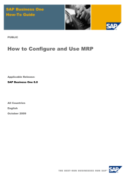 How to Configure and Use MRP SAP Business One How-To Guide