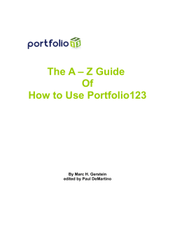 The A – Z Guide Of How to Use Portfolio123