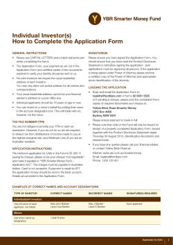 Individual Investor(s) How to Complete the Application Form