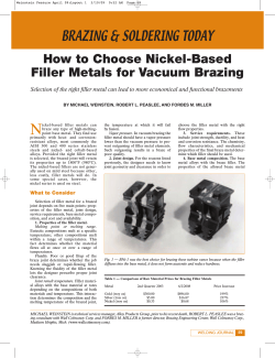 N BRAZING &amp; SOLDERING TODAY How to Choose Nickel-Based