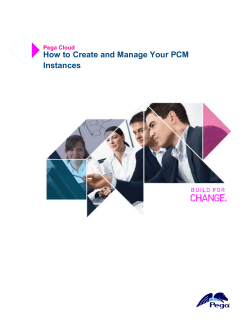 How to Create and Manage Your PCM Instances  White Paper