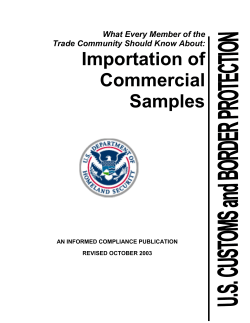 Importation of Commercial Samples What Every Member of the
