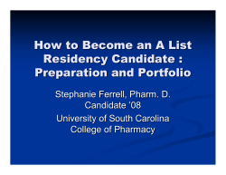 How to Become an A List Residency Candidate : Preparation and Portfolio