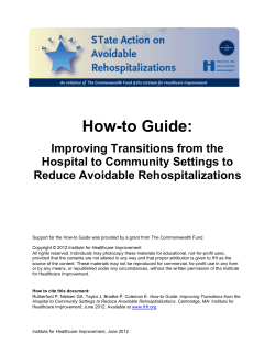 How-to Guide: Improving Transitions from the Hospital to Community Settings to