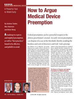 How to Argue Medical Device Preemption A