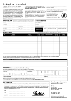Booking Form - How to Book