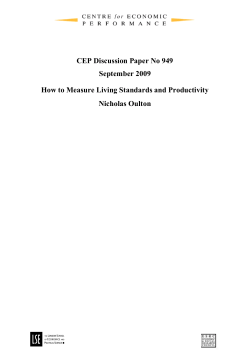 CEP Discussion Paper No 949 September 2009 Nicholas Oulton