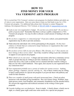 HOW TO FIND MONEY FOR YOUR VSA VERMONT ARTS PROGRAM