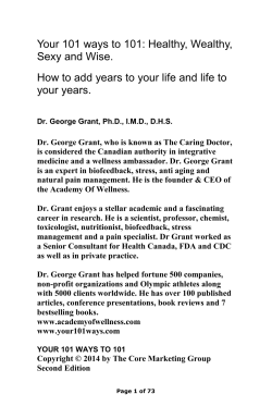 Your 101 ways to 101: Healthy, Wealthy, Sexy and Wise. your years.