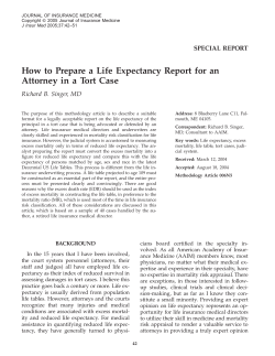 How to Prepare a Life Expectancy Report for an SPECIAL REPORT