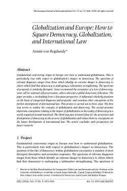 Globalization and Europe: How to Square Democracy, Globalization, and International Law