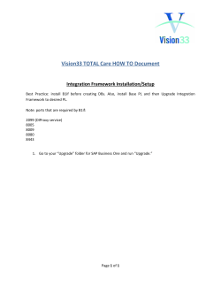 Vision33 TOTAL Care HOW TO Document Integration Framework Installation/Setup