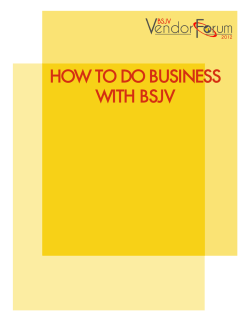 HOW TO DO BUSINESS WITH BSJV