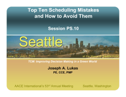Top Ten Scheduling Mistakes and How to Avoid Them Session PS.10