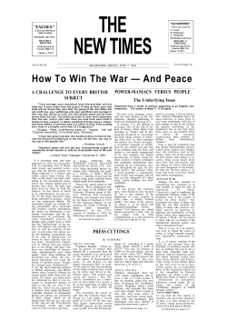 THE NEW TIMES How To Win The War — And Peace