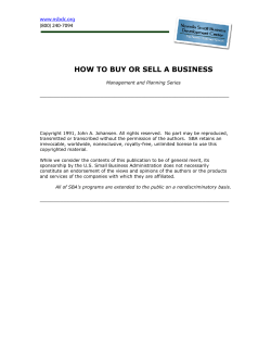 HOW TO BUY OR SELL A BUSINESS www.nsbdc.org (800) 240-7094