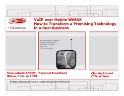 VoIP over Mobile WiMAX How to Transform a Promising Technology Osservatorio