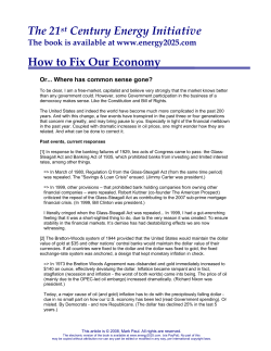 The 21 Century Energy Initiative How to Fix Our Economy