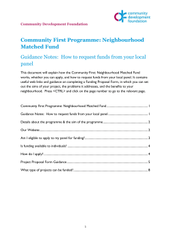 Community First Programme: Neighbourhood Matched Fund panel