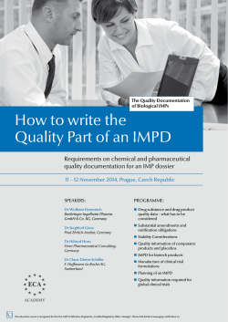How to write the Quality Part of an IMPD