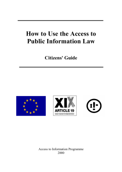 How to Use the Access to Public Information Law Citizens' Guide