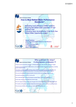 How to Meet Ballast Water Performance Standards? 5/13/2011
