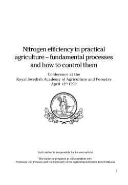 Nitrogen efficiency in practical agriculture – fundamental processes Conference at the