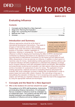 How to note Evaluating Influence A DFID practice paper MARCH 2013