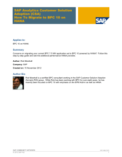 SAP Analytics Customer Solution Adoption (CSA) HANA