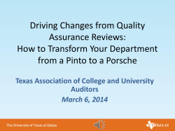 Driving Changes from Quality Assurance Reviews: How to Transform Your Department
