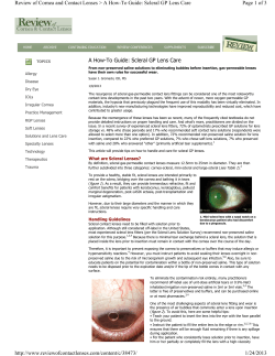 A How-To Guide: Scleral GP Lens Care TOPICS