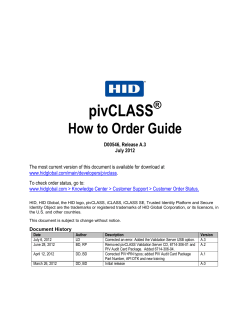 pivCLASS How to Order Guide ®
