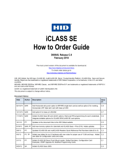 iCLASS SE How to Order Guide D00545, Release C.8 February 2014