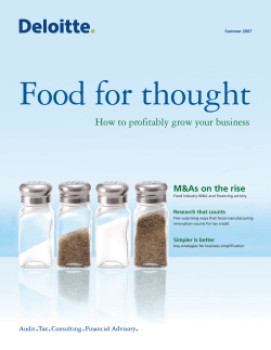 Food for thought How to profitably grow your business Research that counts
