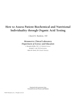 How to Assess Patient Biochemical and Nutritional Metametrix Clinical Laboratory
