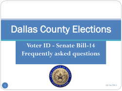 Dallas County Elections Voter ID - Senate Bill-14 Frequently asked questions