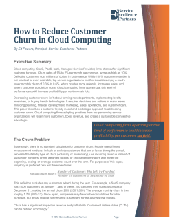How to Reduce Customer Churn in Cloud Computing Executive Summary