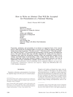 How to Write an Abstract That Will Be Accepted