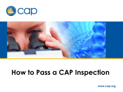 How to Pass a CAP Inspection www.cap.org
