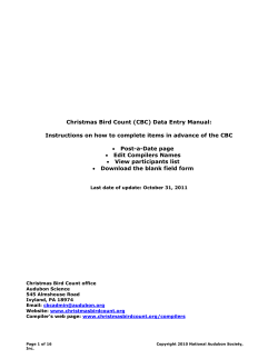 Christmas Bird Count (CBC) Data Entry Manual: