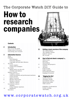 How to research companies The Corporate Watch DIY Guide to